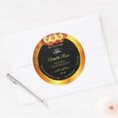 Étiquettes de produits en marbre orange noir Roses (Enveloppe)