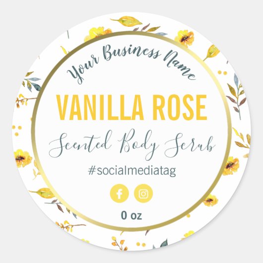 Étiquettes de produits Fleurs Jaunes (Devant)