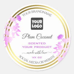 Étiquettes de produits floraux avec logo blanc vio