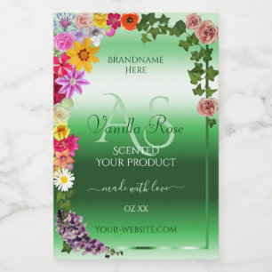 Étiquettes de produits floraux verts lumineux avec