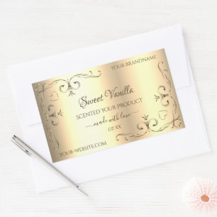 Étiquettes de produits glamour en or avec coins or