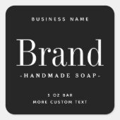 Étiquettes de produits noirs carré de marque moder (Devant)