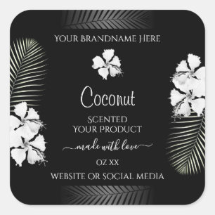 Étiquettes de produits noirs et blancs Fleurs hawa
