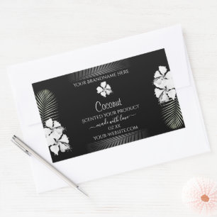 Étiquettes de produits noirs et blancs Fleurs hawa