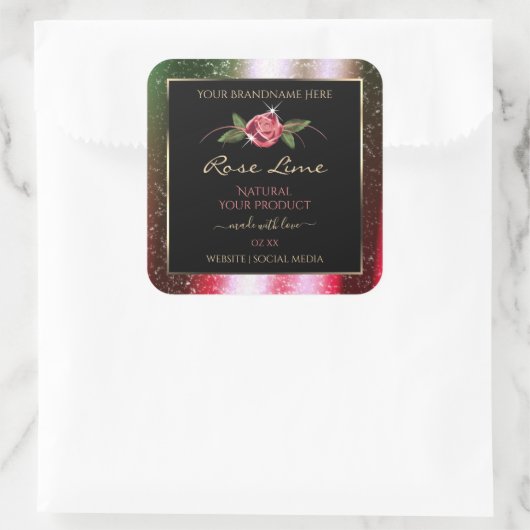 Étiquettes de produits noirs floraux Parties scint (Sac)