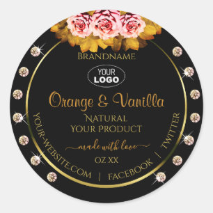 Étiquettes de produits noirs Orange rose Roses Bij