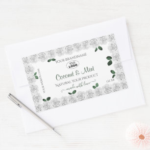 Étiquettes de produits Roses blanches Feuilles ver