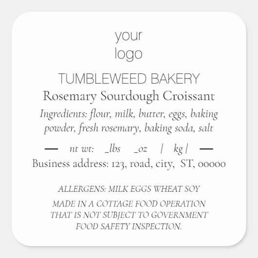 Étiquettes de produits simples et élégants (Devant)