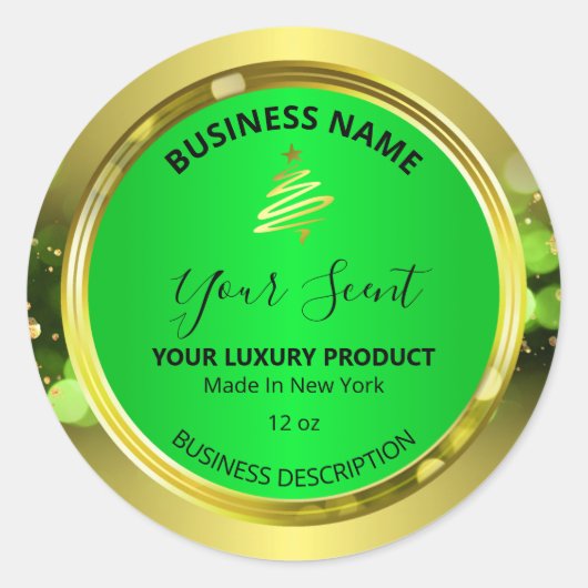 Étiquettes de produits verts de Noël (Devant)