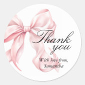 Étiquettes de remerciement à ruban rose Coquette (Devant)