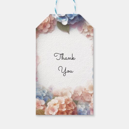Étiquettes de remerciement aquarelle Hydrangea (Devant)