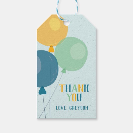 Étiquettes de remerciement avec ballon mignon (Devant)