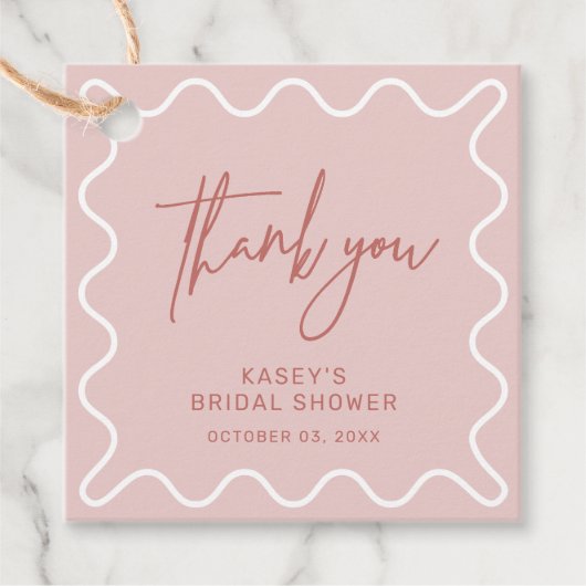 Étiquettes de remerciement avec bordure ondulée ro (Devant)