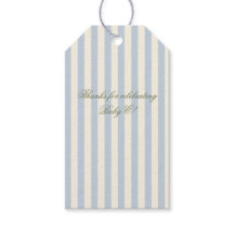 Étiquettes de remerciement Baby Blue rayées pour B