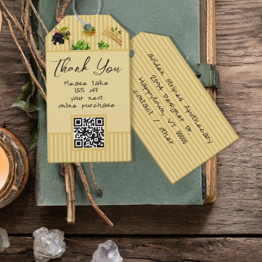 Étiquettes de remerciement botanique à code QR ave
