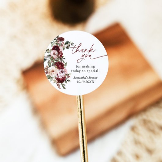 Étiquettes de remerciement de douche Fleurs Roses 