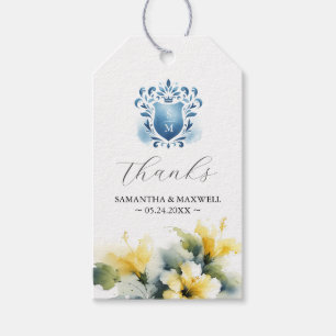 Étiquettes de remerciement de mariage Fleurs jaune