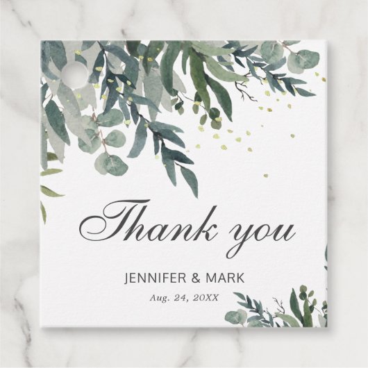 Étiquettes de remerciement élégantes aquarelle de  (Devant)