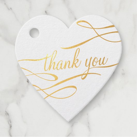 Étiquettes de remerciement en feuille dorée élégan (Devant)