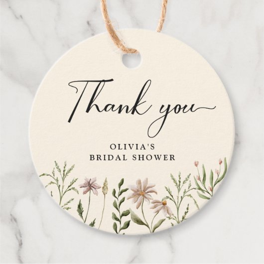 Étiquettes de remerciement Fleur sauvage aquarelle (Devant)