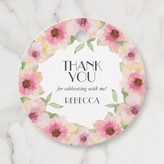 Étiquettes de remerciement Fleurs de cerisier rose (Devant)