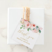 Étiquettes de remerciement florales rose et or (En situation)