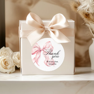 Étiquettes de Remerciement Ruban Rose Coquette