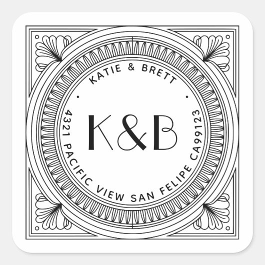 Étiquettes de retour d'adresse Art Déco - Personna (Devant)