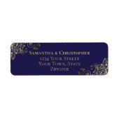 Étiquettes de Retour d'Adresse de Mariage Bleu Mar (Devant)