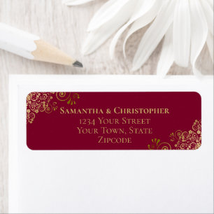 Étiquettes de retour d'adresse de mariage bordeaux