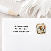 Étiquettes de retour de café, stylo et papier vint (En situation)