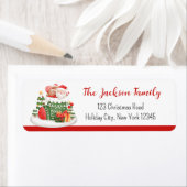 Étiquettes de retour de Noël Père Noël & Chaussett (En situation)