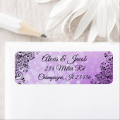 Étiquettes de retour de script élégant noir et vio (En situation)