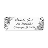 Étiquettes de retour de script noir et blanc éléga (Devant)