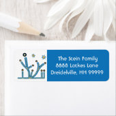 Étiquettes de retour Hanoukka "Menorah Bling Blue  (En situation)