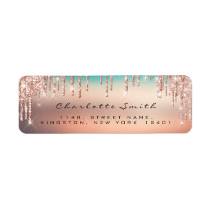Étiquettes de retour SVP Rose Sparkly Drips