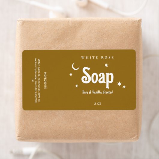 Étiquettes de savon à thème Boho Brown (En situation)
