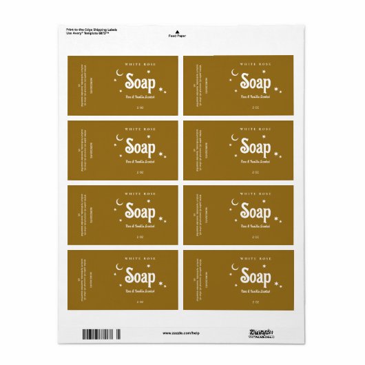 Étiquettes de savon à thème Boho Brown (Feuille entière)