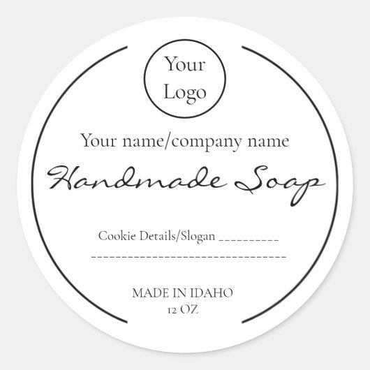 Étiquettes de savon faits main simple Nom de l'ent (Devant)