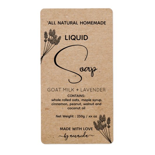 Étiquettes de savon liquide maison verticale (Devant)
