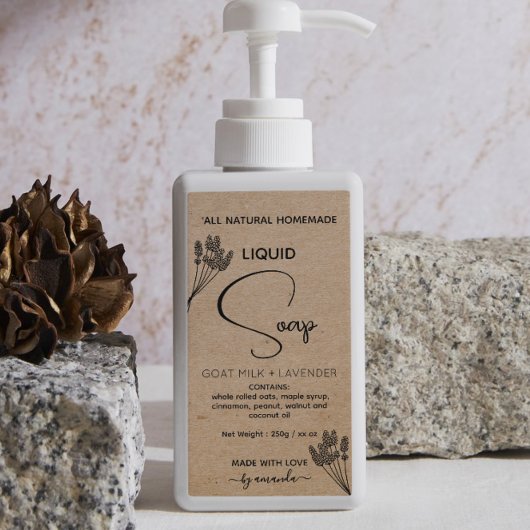 Étiquettes de savon liquide maison verticale