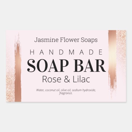 Étiquettes De Savon rose Or Et Rose Fait À La Main (Devant)
