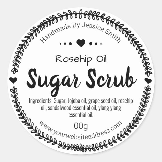 Étiquettes De Scruter À Sucre Faite À La Main Noir (Devant)