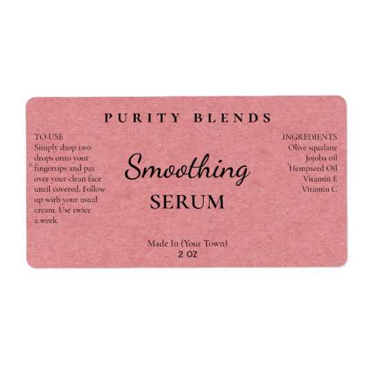 Étiquettes de sérum rose naturel (Devant)