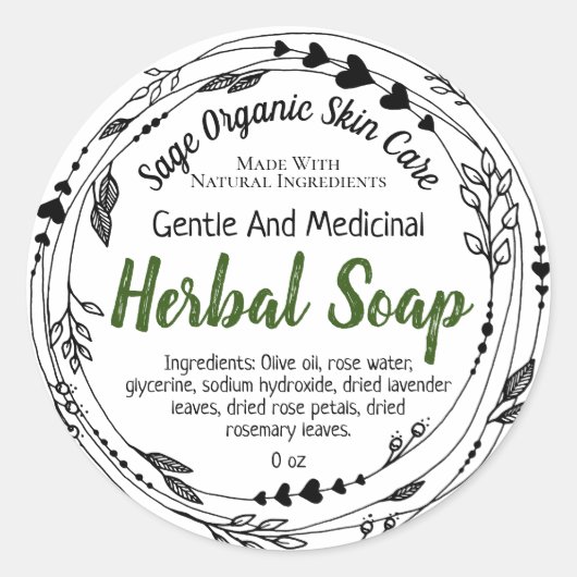 Étiquettes de soap noir et blanc pour herbes (Devant)