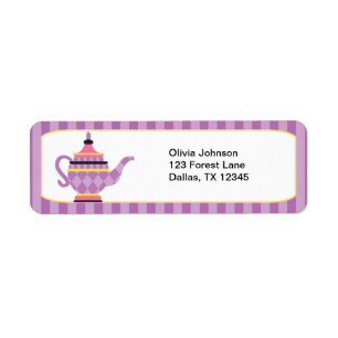 Étiquettes de théière violet Whimsical