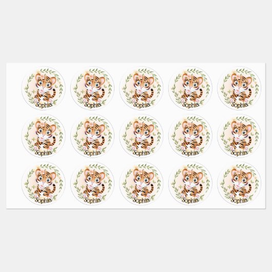 Étiquettes de Tigers mignons (Feuille)