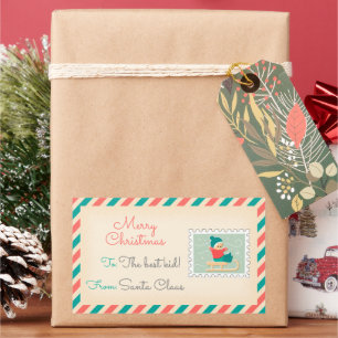 Étiquettes de timbres postés de Noël - Happy Boy