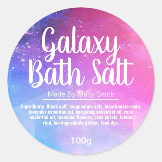Étiquettes de trempage de sel de bain Galaxy (Devant)