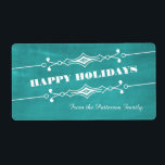 Étiquettes de vacances turquoise Slanted Chalkboar<br><div class="desc">Elégant et élégant Slanted Chalkboard Holiday Étiquettes en turquoise avec une bordure art déco et un look arrière - plan en damier tendance. Ces étiquettes de vacances chic et tendance sont faciles à customiser avec un accueil de Noël customisé et feraient de grands cadeaux. Cliquez sur "Customiser" pour plus d'options...</div>